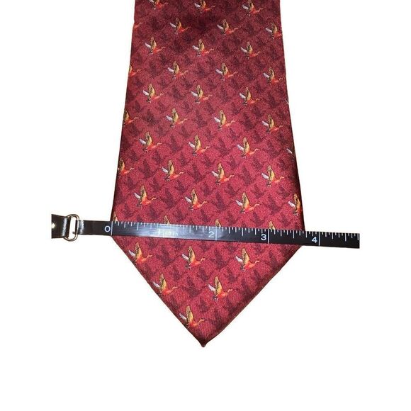 Salvatore Ferragamo Red Pheasant Print Handmade Neck Tie - Picture 2 of 7